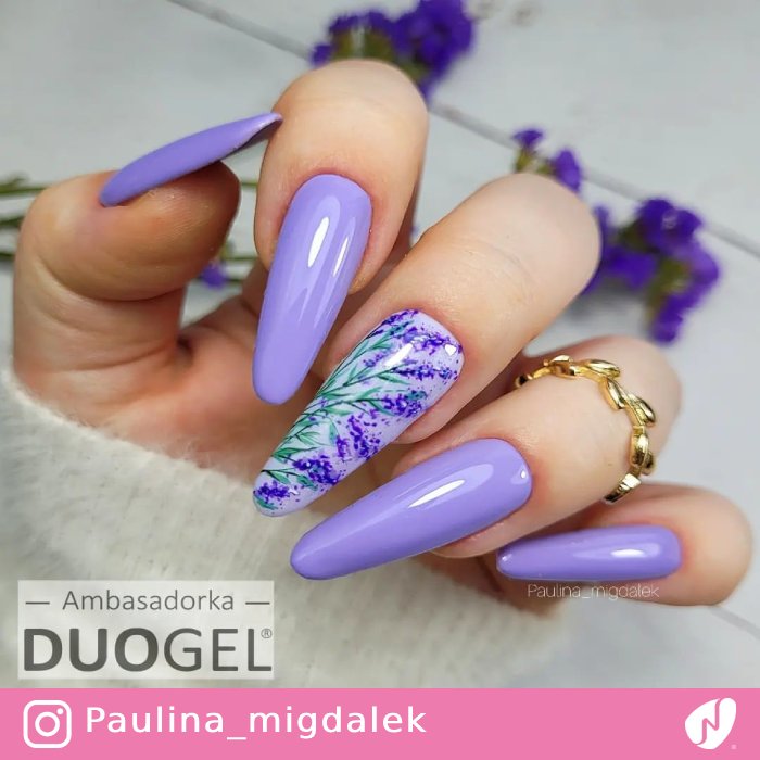 Lavender Design Almond Nails